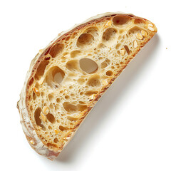 Slice of Artisan Bread with Visible Air Pockets and Crusty Exterior