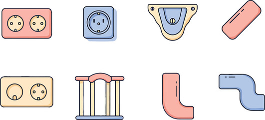 Pastel Pixelated Home Utilities Illustrations