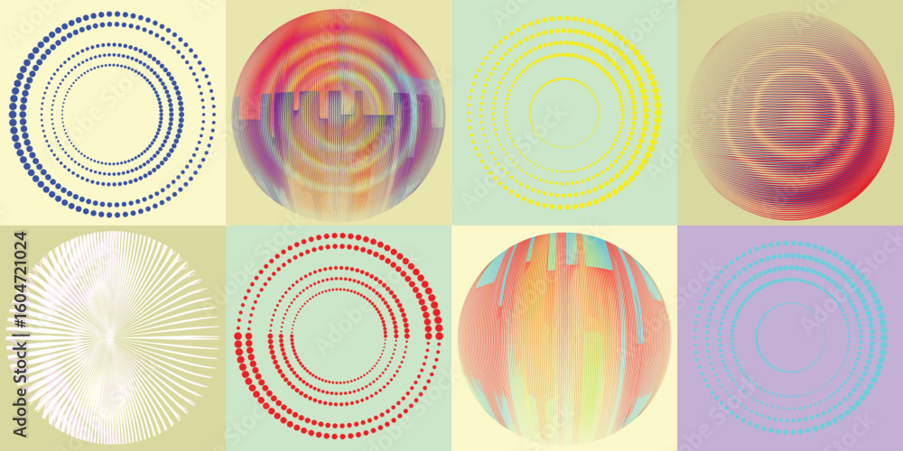 Fototapete lines and dots in circle form .rotate rounded shape vector .rotating dots form a circle .rotating an