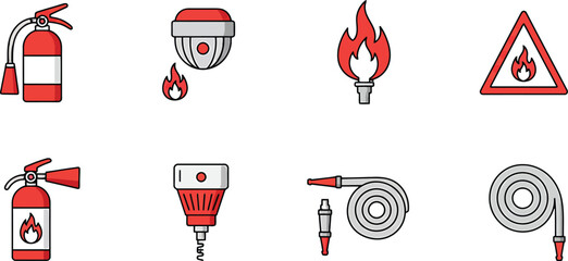 Pixel Art Fire Safety Icons