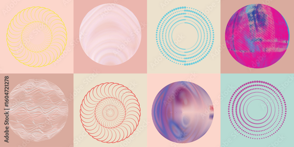 Fototapete lines and dots in circle form .rotate rounded shape vector .rotating dots form a circle .rotating an