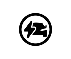 Electric vehicle icon sign in circle. Electric car. EV concept. Eco car concept. EV car, hybrid vehicles illustration on transparent background. 