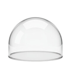 Clear glass dome showcasing its smooth, transparent surface against a white background