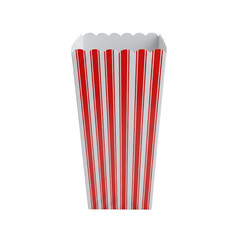 Empty red and white striped popcorn box