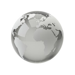 A translucent globe showcasing the continents, symbolizing global connectivity and unity