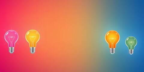 Obraz premium Gradient vector icons of light bulbs, representing ideas and innovation, clean, trendy