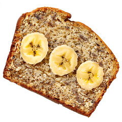 Slice of Toast Topped with Banana Slices and Seeds