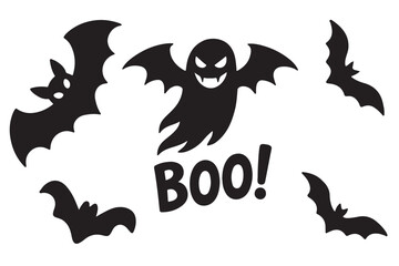 Halloween ghosts silhouette,  ghosts vector illustration