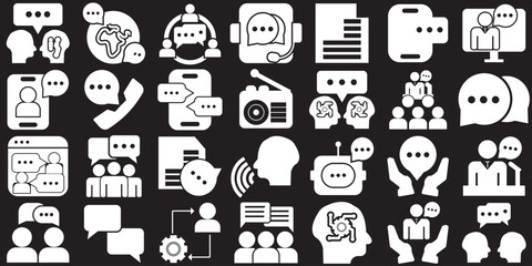 Communication  Icons.  Icon pack contain dialogue, voice massage, online chat, ETC . Vector illustration. EPS 10/AI