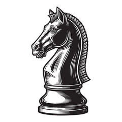 Knight chess engraving vector illustration