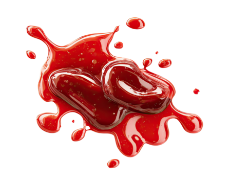 Spattered red liquid stain, likely blood or food dye
