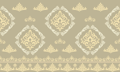 seamless damask pattern with floral pattern. Tone beige.Vintage paisley elements.Traditional Turkish motifs.Design for fabric and wallpaper,textiles,any packaging.