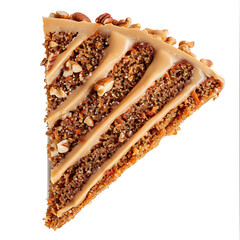 Slice of Carrot Cake with Cream Cheese Frosting and Pecan Topping