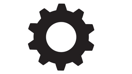 Black gear isolated on a white background, simple gear icon
