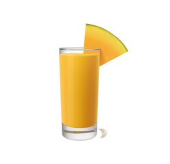 Refreshing Cantaloupe Juice in Glass, Vibrant Yellow, Summer Mood, Healthy Drink