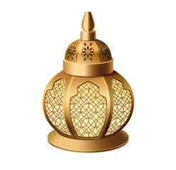 Elegant Golden Moroccan Lantern; Intricate Design, Warm Glow, Festive Mood, Ramadan Decor