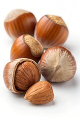 hazelnuts on a white background