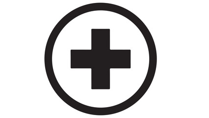 Black plus sign in a circle, vector illustration.