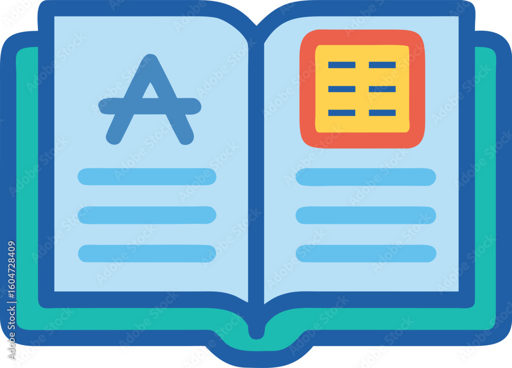Poster open book with alphabet and text learning