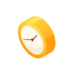 Isometric Yellow Clock Icon: Modern Minimalist Time Management Design Element
