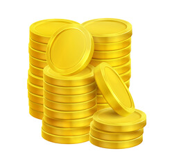 Stacks of Shiny Golden Coins: Wealth, Prosperity, and Success Concept Illustration