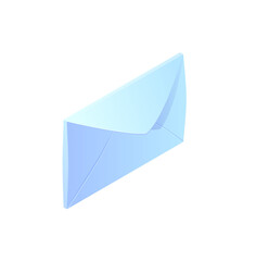 Isometric Light Blue Envelope; Modern, Clean, and Minimalist Design.