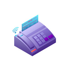 Isometric Illustration of a Modern Purple Wifi Phone with Scheduled Calls Displayed.