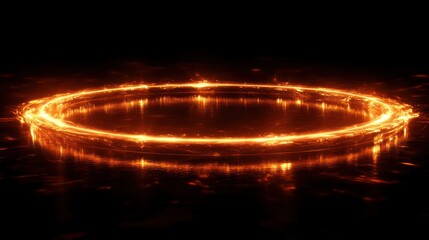Fiery ring floats on dark surface
