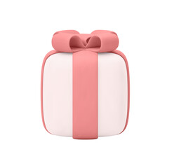 Modern Minimalist Pink Gift Box with Ribbon:  Sweet Festive 3D Render.