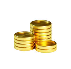 Three Stacks of Shiny Gold Coins: Wealth, Success, and Prosperity Concept