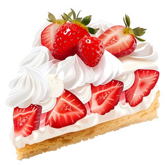 Slice of Strawberry Cream Pie with Fresh Berries and Whipped Topping