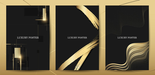 Luxury Black and Gold Abstract Poster Design Set