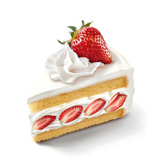 Slice of Strawberry Cream Cake with Fresh Topping