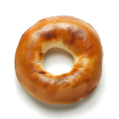 Golden-brown glazed donut with a shiny surface, isolated on a white background