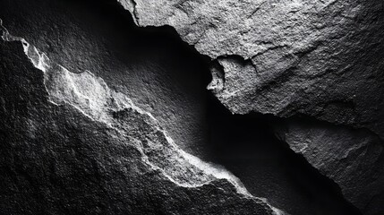 Close-up view of a fractured stone surface.