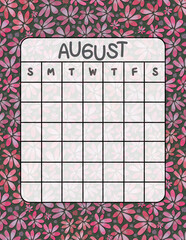 Vertical Perpetual Calendar Template with Exclusive Pattern – 8.5x11 inch Undated Monthly Layout