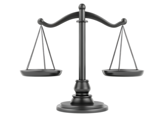 Scales of justice on white background isolated on a transparent background balance