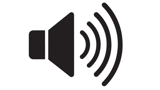 Sound icon isolated on white background, black and white vector symbol for sound amplification