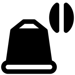 Coffee pod. Outlined stroke vector icon with black-filled details.