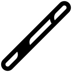 Coffee stirrer. Outlined stroke vector icon with black-filled details.