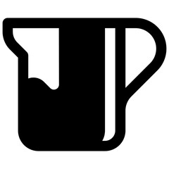 Cream pitcher. Outlined stroke vector icon with black-filled details.