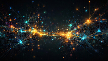 Vibrant network of lights and connections in the dark