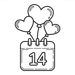Heart Balloons and Calendar Marking Valentine's Day