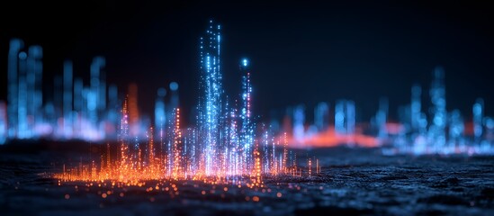 Modern neon Digital Abstract: Vibrant Graphics and Network Connectionsม Technology background. Web design illustration.
