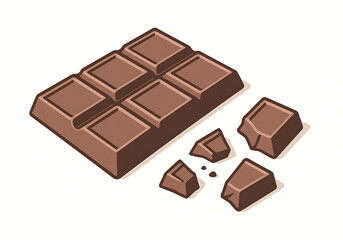 Fototapeta premium Isometric Cartoon Chocolate Bar with Broken Pieces