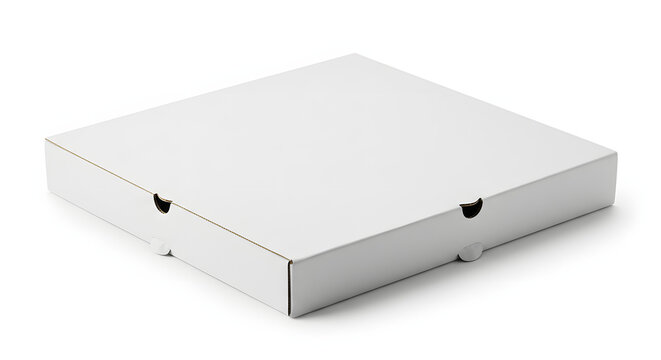 Blank white pizza box ready for customization and branding, perfect for food delivery services