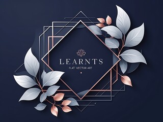 Elegant Rose Gold Leaf Frame.