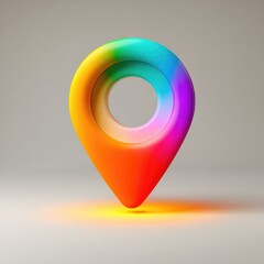 Rainbow Map Pin Icon 3D Rendered Colorful Location Marker
