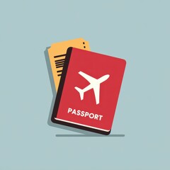 Red Passport and Boarding Pass Illustration