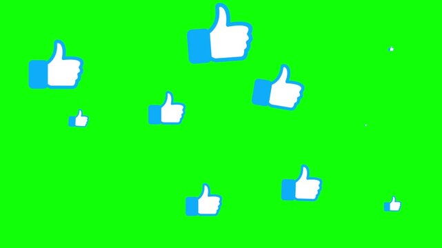 finger thumb up animation. likes pop up motion on green screen background. accept animated 4k chroma key
